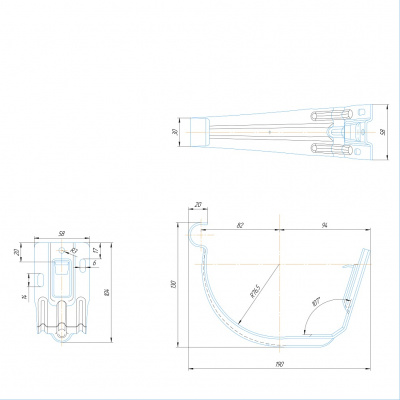 Aquasystem 150/100 Крюк универсальный с комплектом крепления (PU-Ral 7024)