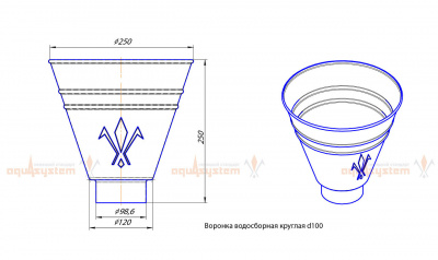 Aquasystem 150/100 Воронка водосборная круглая (PU-Ral 7024)