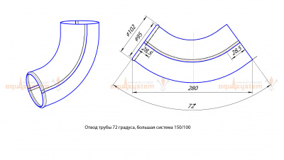 Aquasystem 150/100 Отвод трубы (PU-Ral 7024)