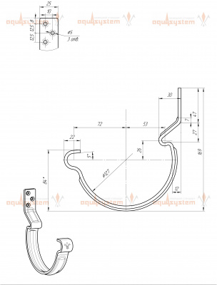 Aquasystem 125/90 Крюк короткий  М с комплектом крепления (У) (PU-RR 32)